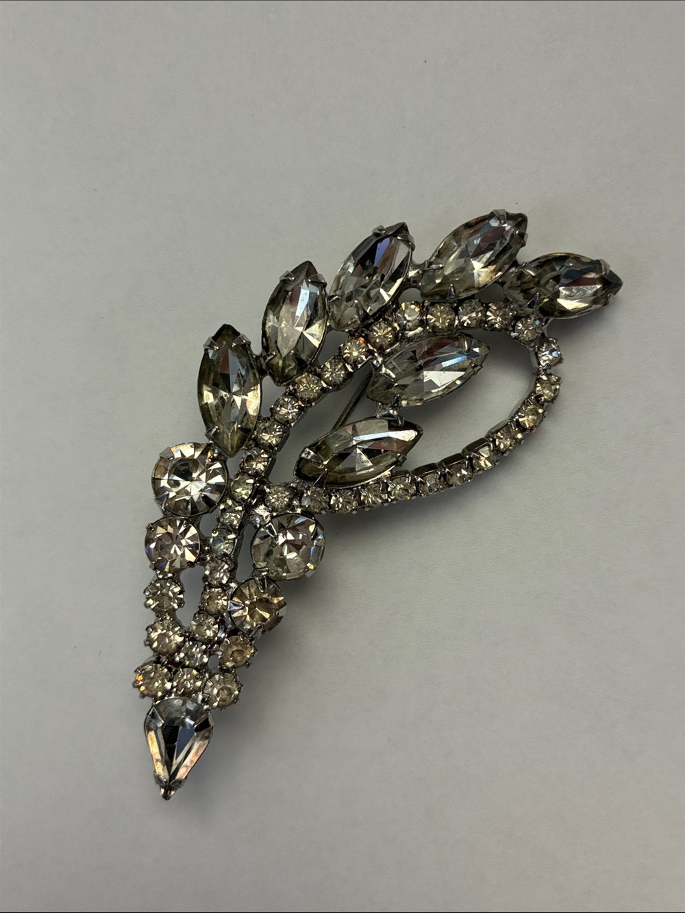 Vintage Silver Rhinestone Brooch